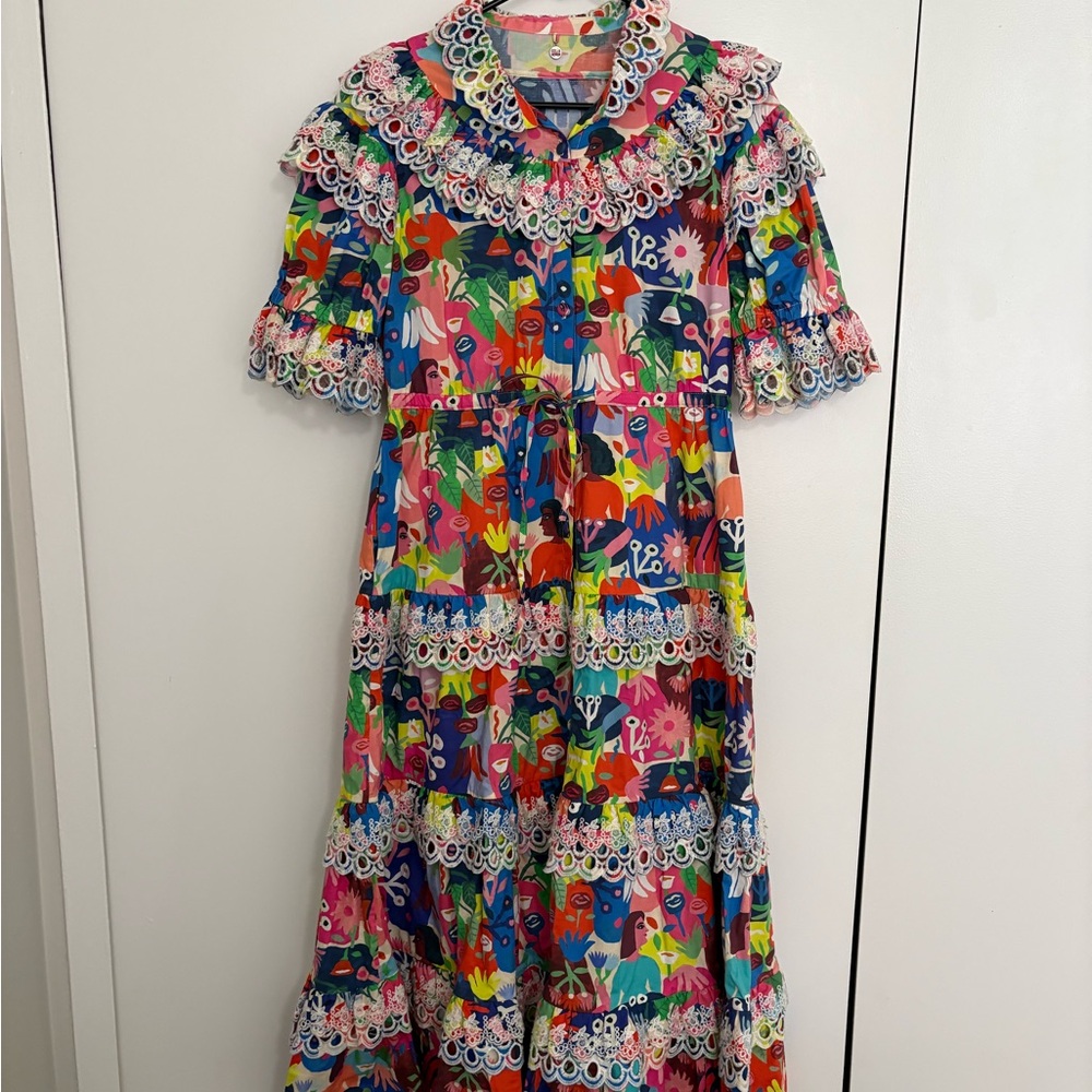 CeliaB Colorful Floral Maxi Dress with Lace Trim